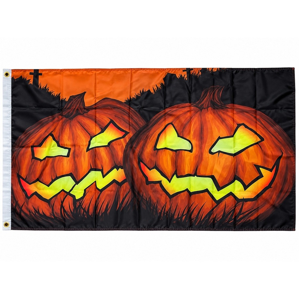 Halloween Jack O Lantern Pumpkin Flag Banner Large 58"X35" Outdoor Indoor Decor